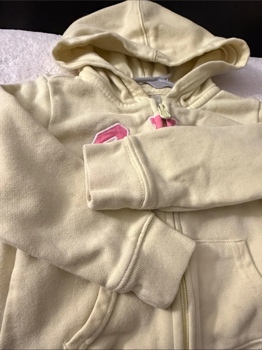 GAP Girls Yellow Hooded Zip Sweatshirt with Pink Logo